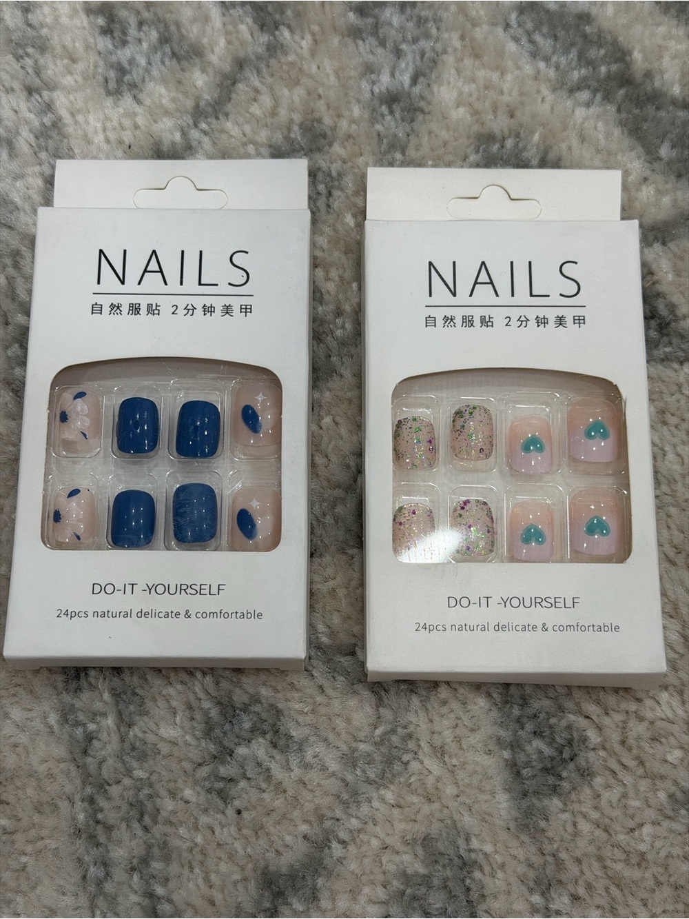 Set of 2 Boxes 48-Piece Press-On Nails – Assorted Designs as Pictured